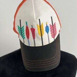 Arrow Orange Mesh Trucker Cap with adjustable back. Festivals bohemian vibes OS